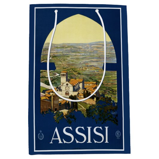 アッシジイタリアヴィンテージトラベル抱き枕 ミディアムペーパーバッグ (正面)