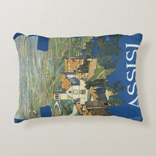 アッシジイタリアヴィンテージ旅行アートフランチェスコ大聖堂 アクセントクッション (正面)