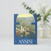 アッシジイタリアヴィンテージ旅行アートフランチェスコ大聖堂 ポストカード (スタンド正面)