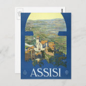 アッシジイタリアヴィンテージ旅行アートフランチェスコ大聖堂 ポストカード (正面/裏面)