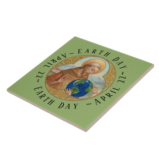 アッシジセラミックタイルの地球の日と聖フランシス タイル (側面)