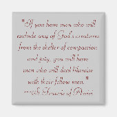 アッシジ動物慈悲引用文聖フランシス マグネット (正面)