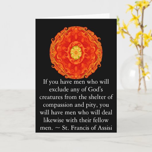アッシジ動物権利引用文の聖フランシス カード (黄色い花)