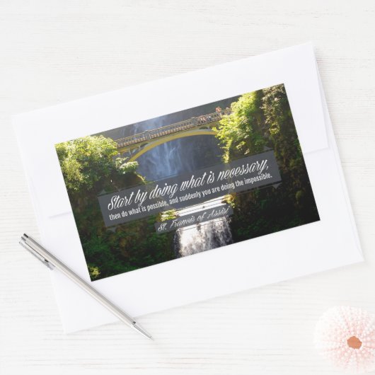 アッシジ感動的引用文「Doing」 長方形シール (封筒)