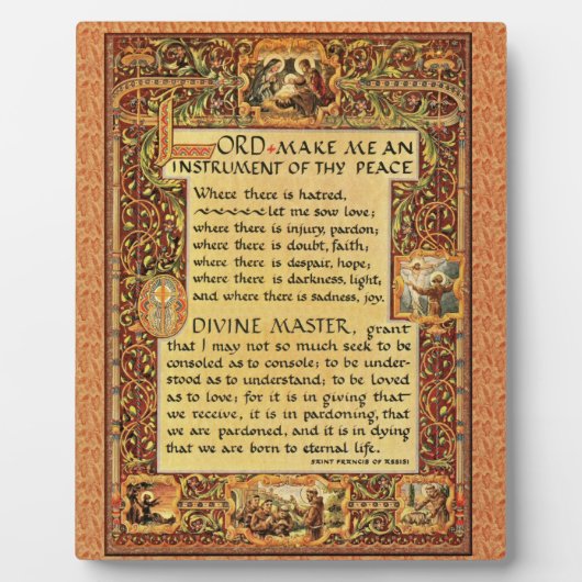 アッシジ祈りの言葉の聖シンプル聖フランシス フォトプラーク (正面)