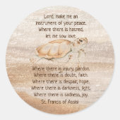 アッシジ祈りの言葉ウミガメの聖フランシス ラウンドシール (正面)