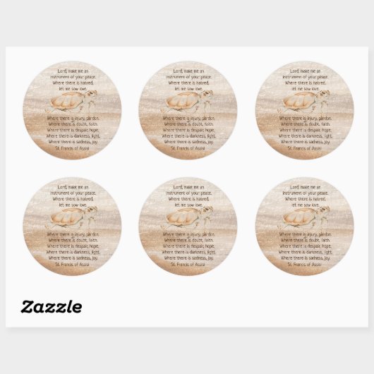 アッシジ祈りの言葉ウミガメの聖フランシス ラウンドシール (シート)