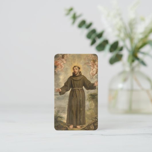 アッシジ聖祈りの言葉カードの聖フランシス祈りの言葉 プレイスカード (スタンド正面)