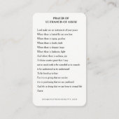 アッシジ聖祈りの言葉カードの聖フランシス祈りの言葉 プレイスカード (裏面)