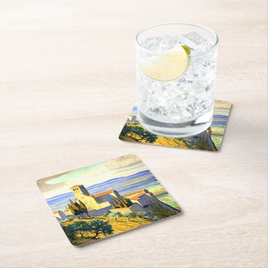 アッシジ，イタリア – 素晴らしア絵画ート スクエアペーパーコースター (インサイチュ)