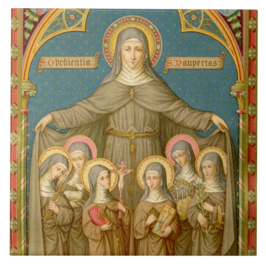 アッシジ&ヌンスの聖クレア(SAU 27)セラミックタイル2 タイル (正面)