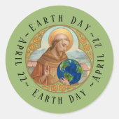 アッシジ・ラウンド・ステッカーのアース・デイ&セント・フランシス ラウンドシール (正面)