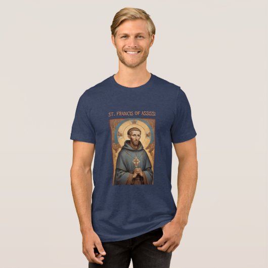 アッシジ・ローマカトリックの聖フランシス トライブレンドTシャツ (正面全面)