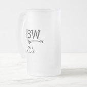 アッシャーイニシャル フロストグラスビールジョッキ (正面左)