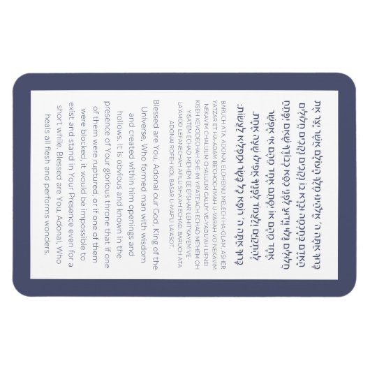 アッシャー賛美ヤツリヘブライ語のダスティブルー マグネット (横)