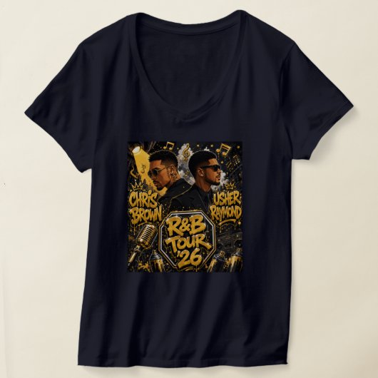 アッシャー&クリス・ブラウン R&Bツアー '26 Tシャツ (レイダウン)