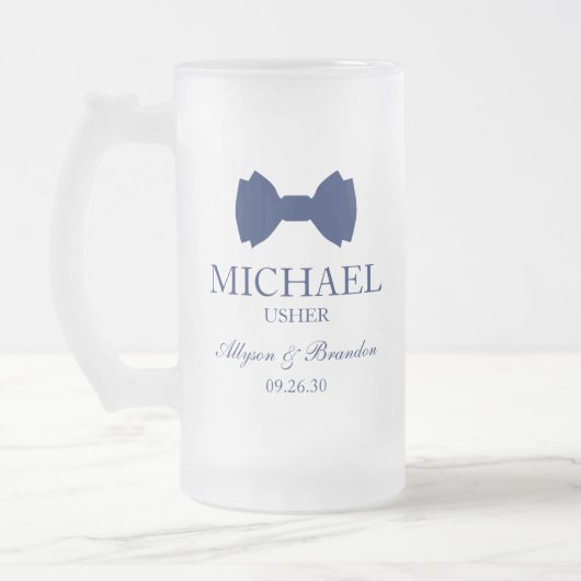 アッシャー ブルーボウタイ フロストグラスビールジョッキ (左)