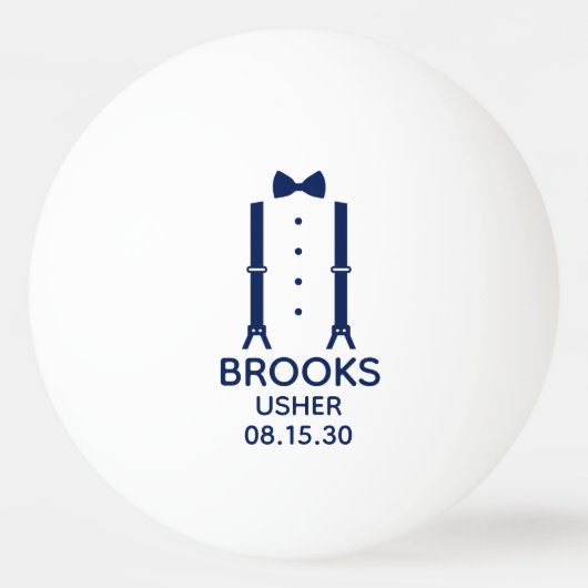 アッシャー 青い蝶ネクタイ 卓球ボール (正面)