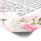 アッシャーYatzar – ヘブライ語モーニング祈りの言葉ピンクローズ フォトプリント (角)