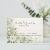 アッシュグリーンの花をあしらったクリスチャン結婚式の出欠確認カード 出欠カード (スタンド正面)