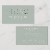 アッシュグリーングレーアイボリー体ピアシング 名刺 (正面/裏面)
