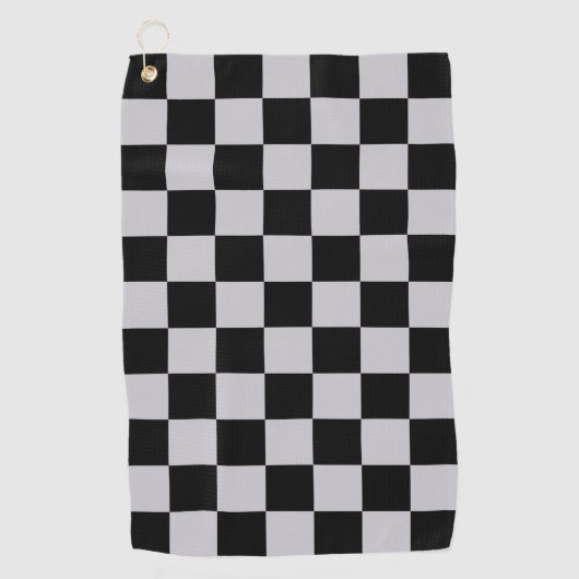 アッシュグレーグレイ市松模様にパターンデザイン ゴルフタオル (正面)