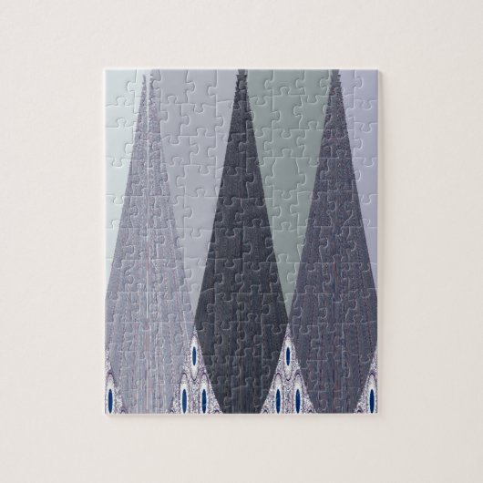 アッシュグレーシェブロンドットアートプリント ジグソーパズル (縦)