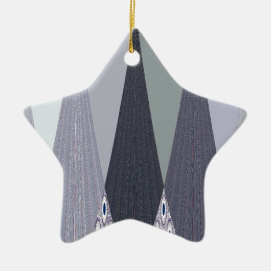 アッシュグレーシェブロンドットアートプリント セラミックオーナメント (正面)