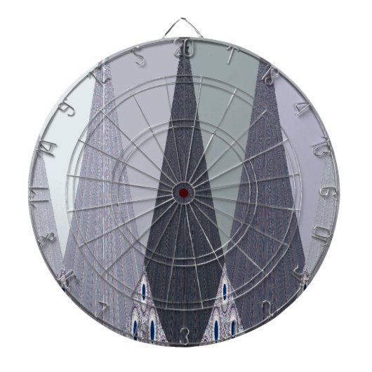 アッシュグレーシェブロンドットアートプリント ダーツボード (正面)