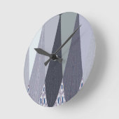 アッシュグレーシェブロンドットアートプリント ラウンド壁時計 (傾斜)
