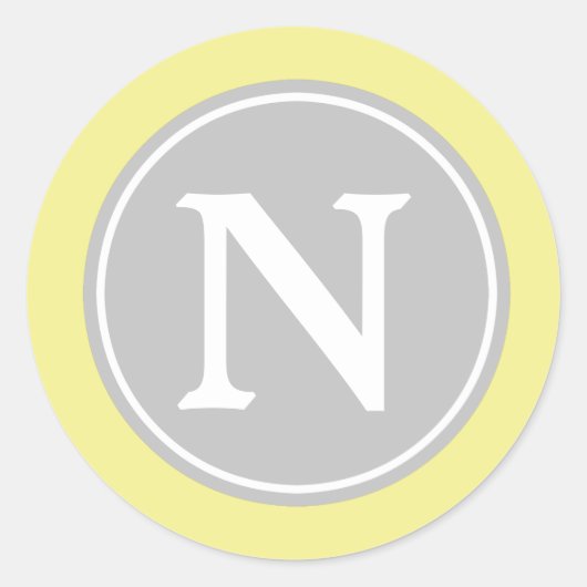 アッシュグレーバターイエローアンドホワイトモノグラム ラウンドシール (正面)