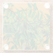 アッシュツリーグリーンイエロー夏の緑のフローラアート ガラスコースター (裏面)