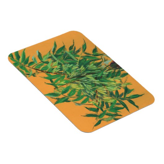 アッシュツリーグリーンイエロー夏の緑のフローラアート マグネット (右側)