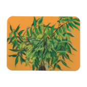 アッシュツリーグリーンイエロー夏の緑のフローラアート マグネット (横)