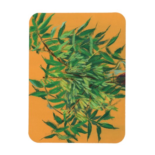 アッシュツリーグリーンイエロー夏の緑のフローラアート マグネット (縦)