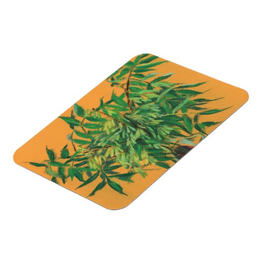 アッシュツリーグリーンイエロー夏の緑のフローラアート マグネット (左側)