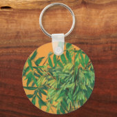 アッシュツリーグリーン葉フローラアート絵画の黄色 キーホルダー (正面)