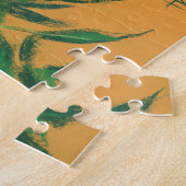 アッシュツリーグリーン葉フローラアート絵画の黄色 ジグソーパズル (側面)