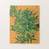 アッシュツリーグリーン葉フローラアート絵画の黄色 ジグソーパズル (縦)