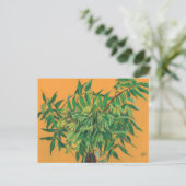 アッシュツリーグリーン葉フローラアート絵画の黄色 ポストカード (スタンド正面)