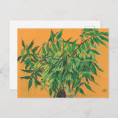 アッシュツリーグリーン葉フローラアート絵画の黄色 ポストカード (正面/裏面)