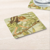 アッシュツリーフェアリー歩くオンブランチ スクエアペーパーコースター (アングル)