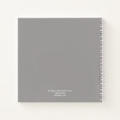 アッシュパーソナライズされたグレーと白のスケッチブック ノートブック (裏面)