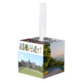 アッシュビルノースカロライナ旅行写真クリスマス キューブオーナメント (正面アングル)