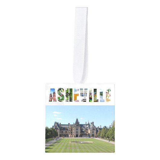 アッシュビルノースカロライナ旅行写真クリスマス キューブオーナメント (正面)