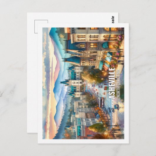 アッシュビルノースカロライナ有名な場所の水色 ポストカード (正面/裏面)