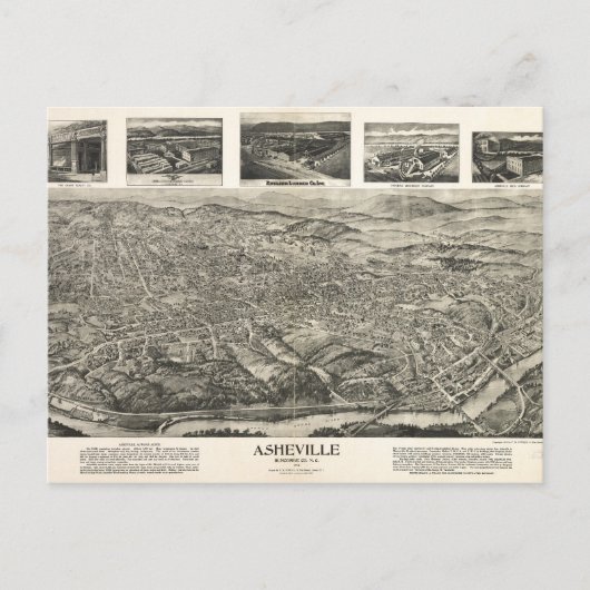 アッシュビル、NC 1912はがき ポストカード (正面)