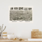 アッシュビルNCパノラママップ – 1912 ポスター (キッチン)