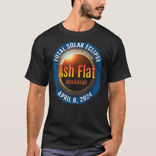 アッシュフラットアーカンソー太陽のスAR皆既食2024 3 Tシャツ (正面)