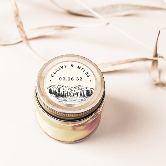 アッシュブラック | Mountain パーソナライズされた Sketch結婚's ラウンドシール